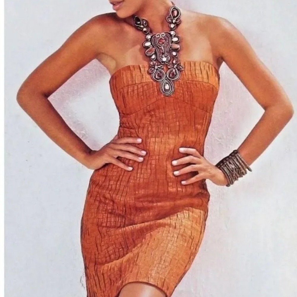Muse by Boston Proper burnt orange halter dress, low back, like new